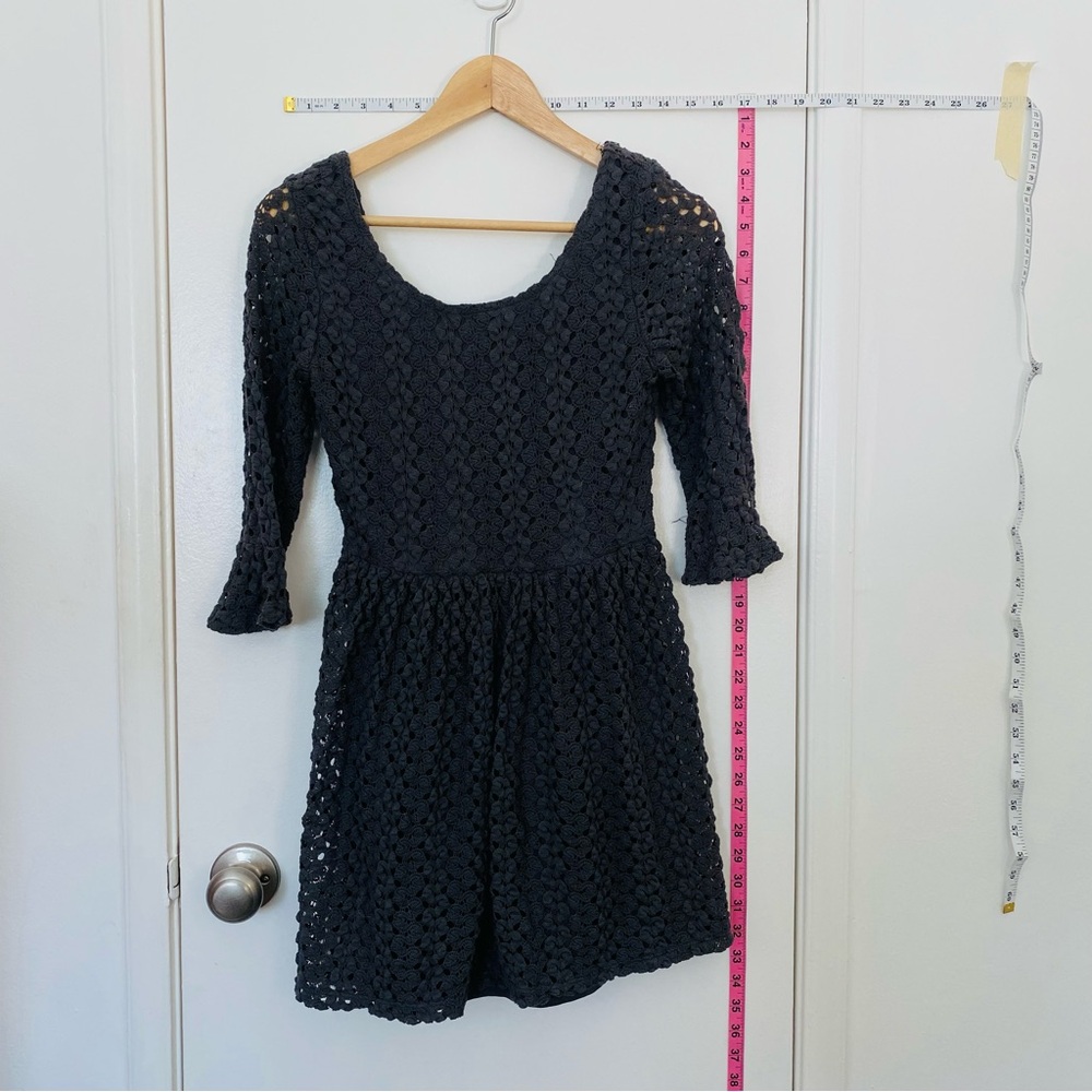Charcoal Crochet Lace Open Back Fit & Flare Mini Dress